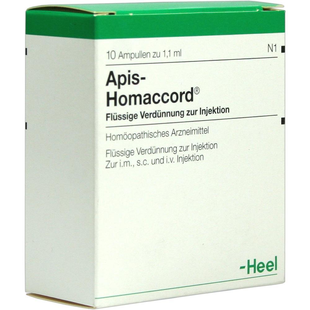 Weiße Medikamentenbox mit der Aufschrift "Apis-Homaccord".
