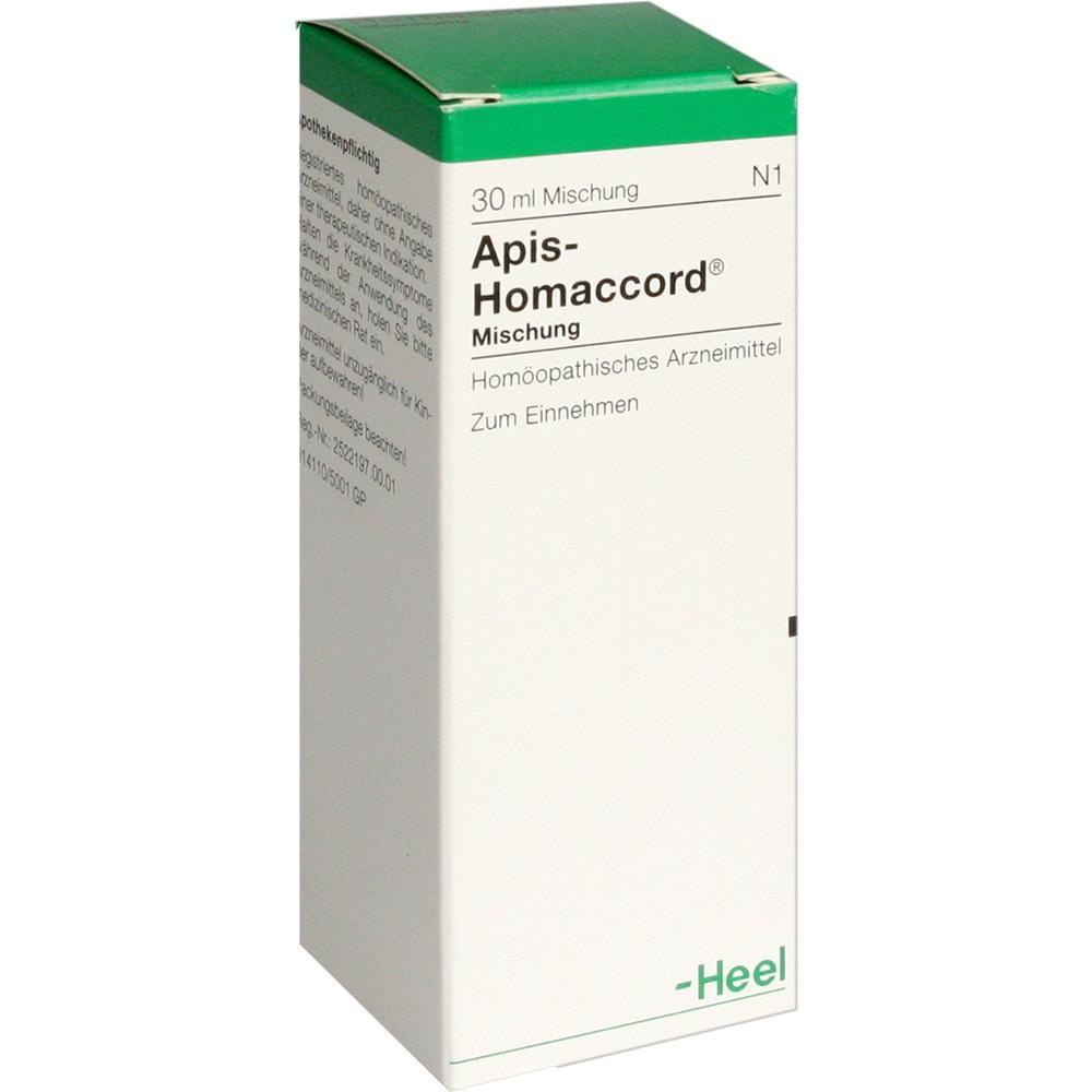 Eine Verpackung von Apis-Homaccord, einem homöopathischen Arzneimittel zum Einnehmen.