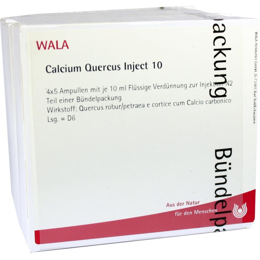 Eine weiße Verpackung mit der Aufschrift "Calcium Quercus Inject 10".