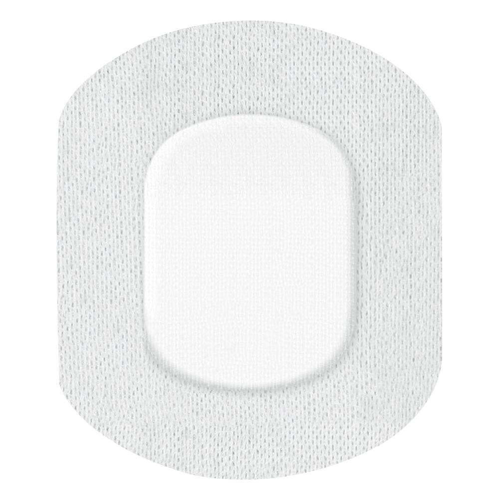 Ein weißes, rechteckiges Pflaster mit abgerundeten Ecken.