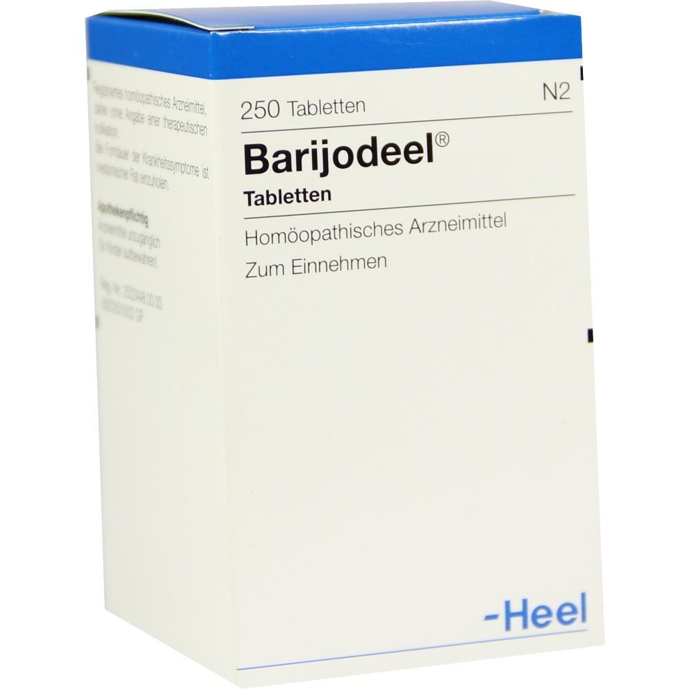 Eine Packung mit homöopathischen Tabletten namens Barijodeel.