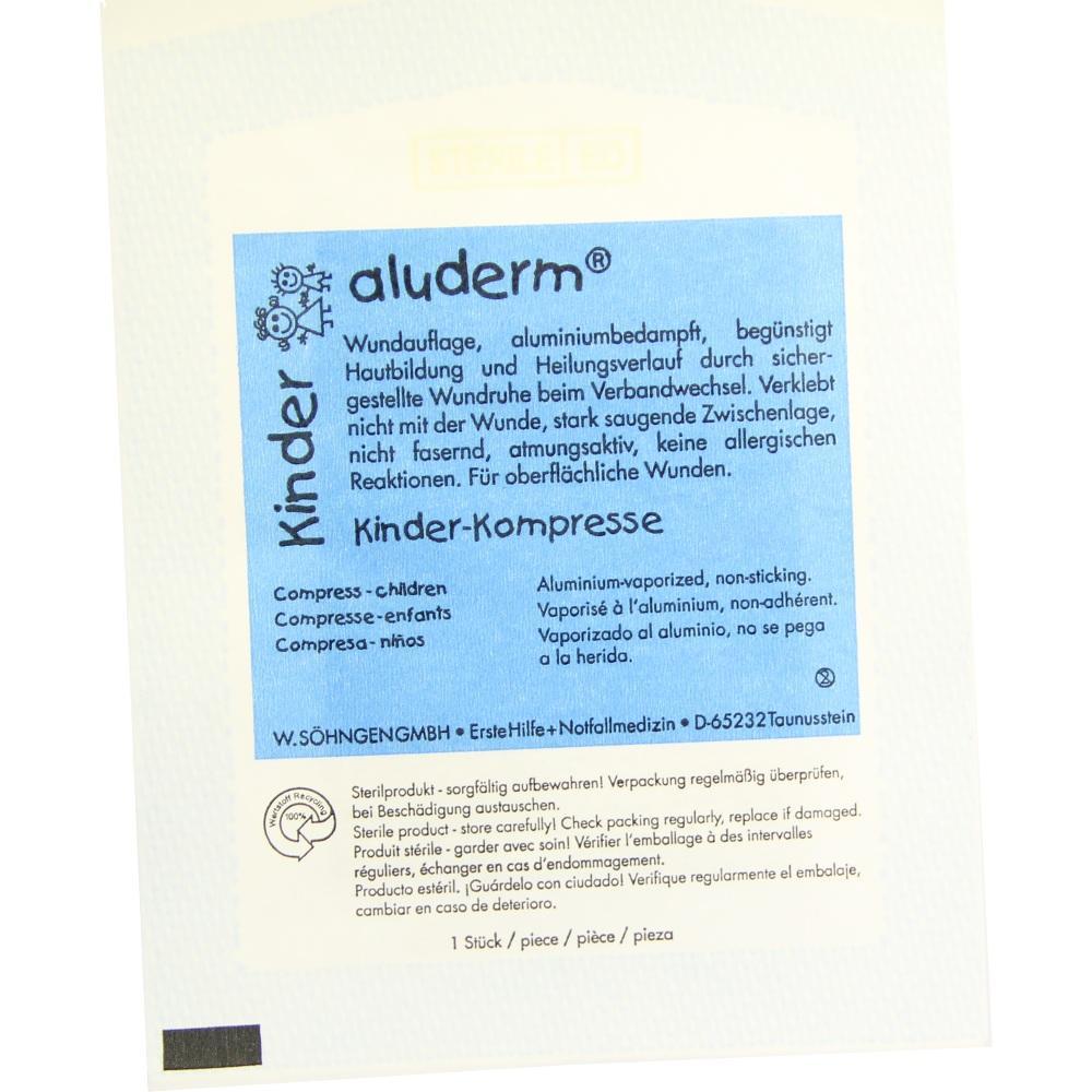 Eine Verpackung für eine Kinder-Wundkompresse von Aluderm.
