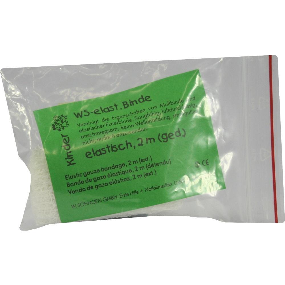 Elastische Binde in transparenter Verpackung mit grünem Etikett.