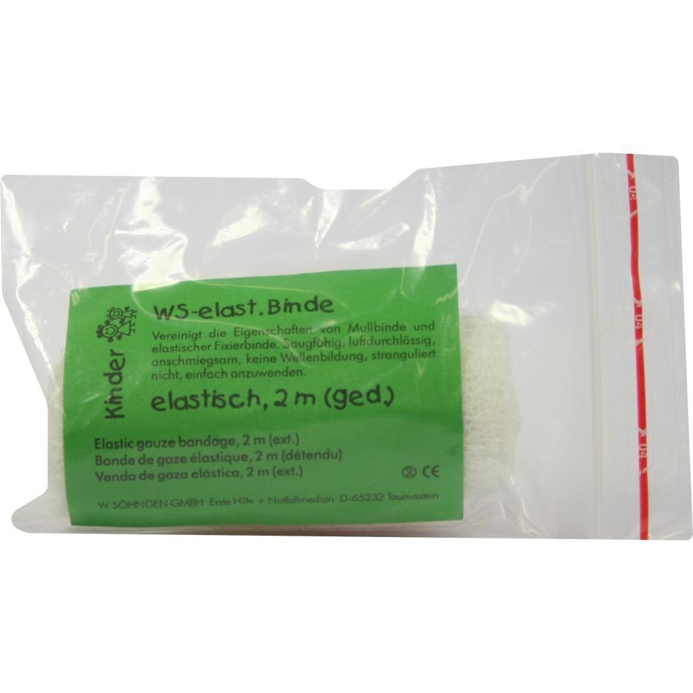 Elastische Binde in Verpackung mit grünem Etikett.