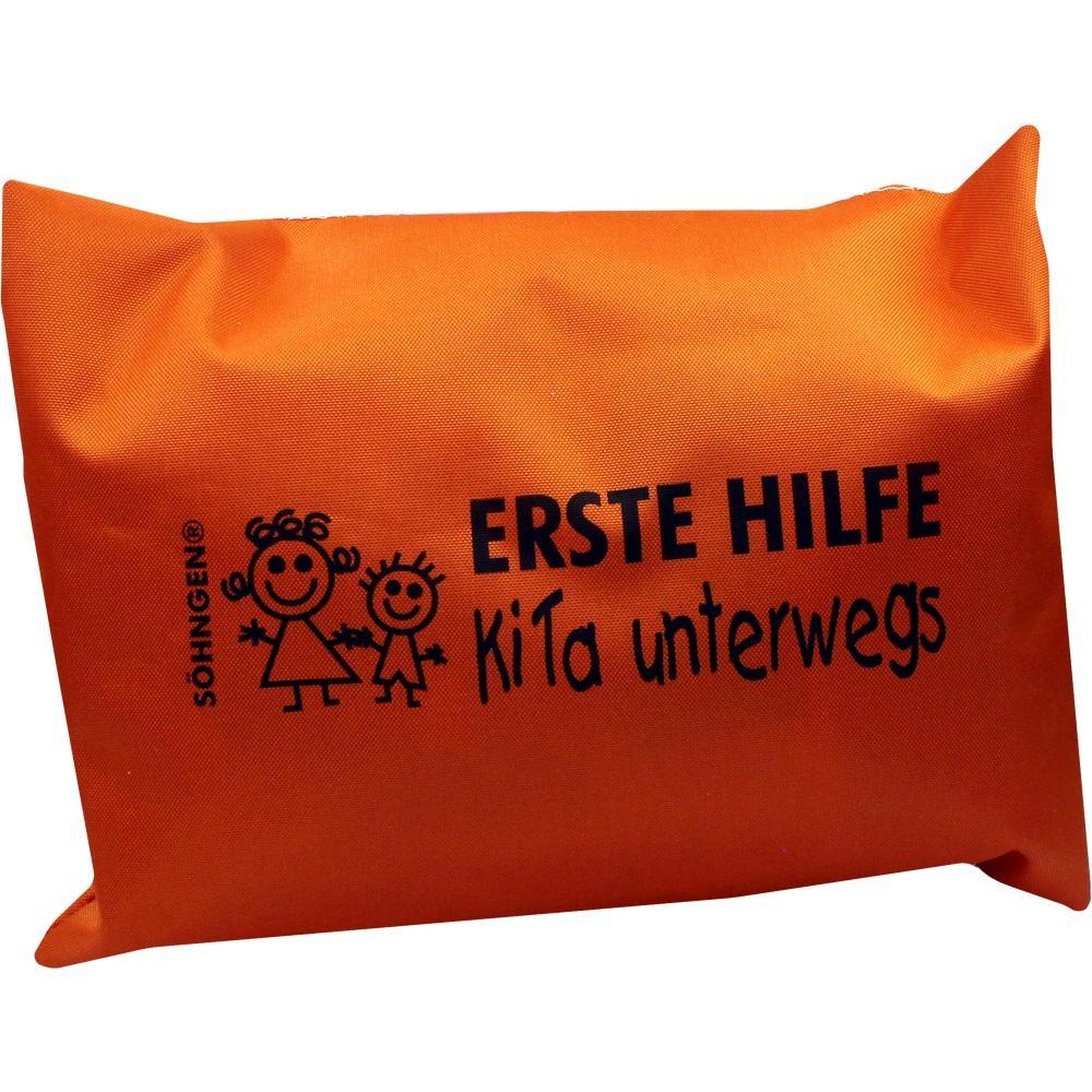 Orangene Erste-Hilfe-Tasche mit Aufschrift "KiTa unterwegs".