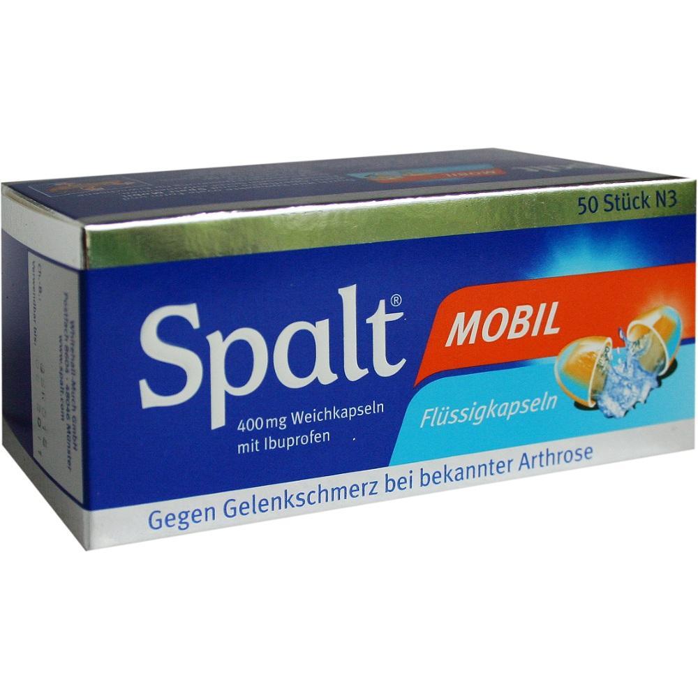Packung von Spalt Mobil Weichkapseln gegen Gelenkschmerzen mit Ibuprofen.