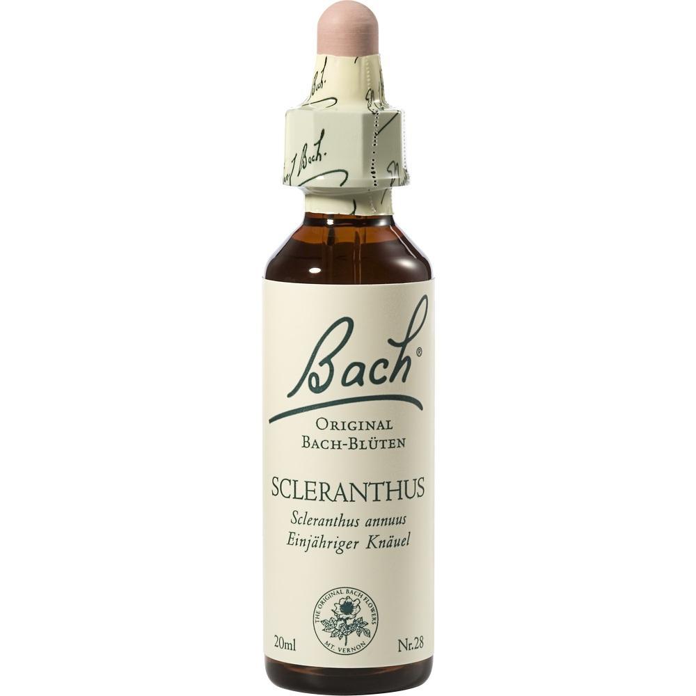 Eine braune Flasche mit der Aufschrift "Bach Original Bach-Blüten Scleranthus".