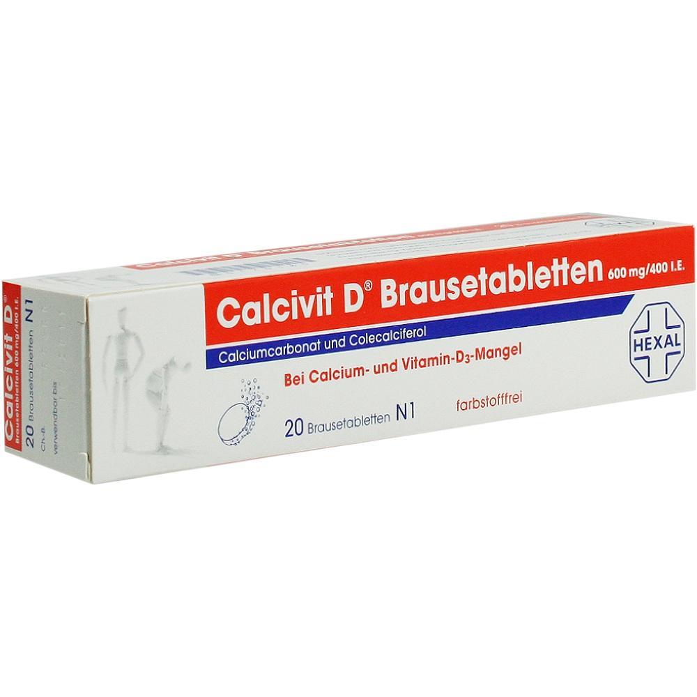 Eine Packung mit Calcitvit D Brausetabletten zur Unterstützung bei Calcium- und Vitamin-D-Mangel.