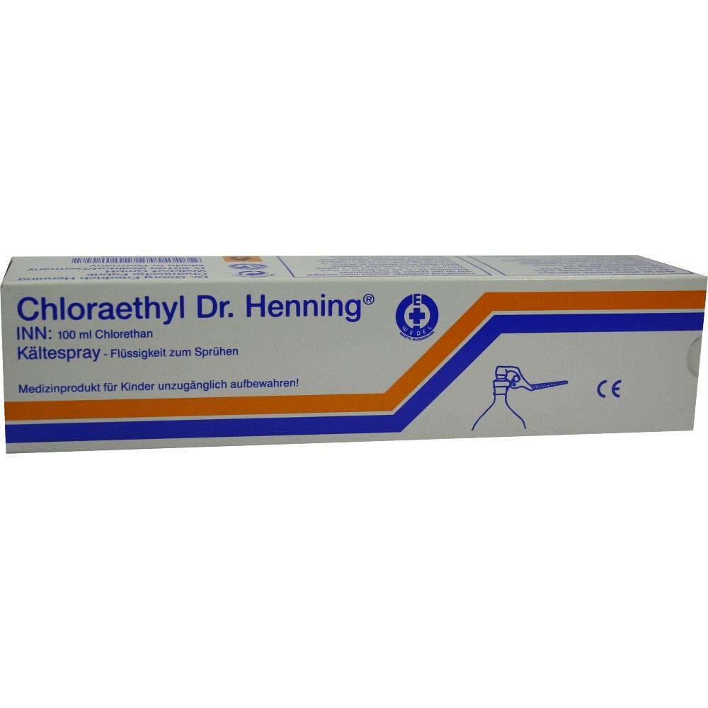 Eine Verpackung von Kältespray namens Chloraethyl Dr. Henning.