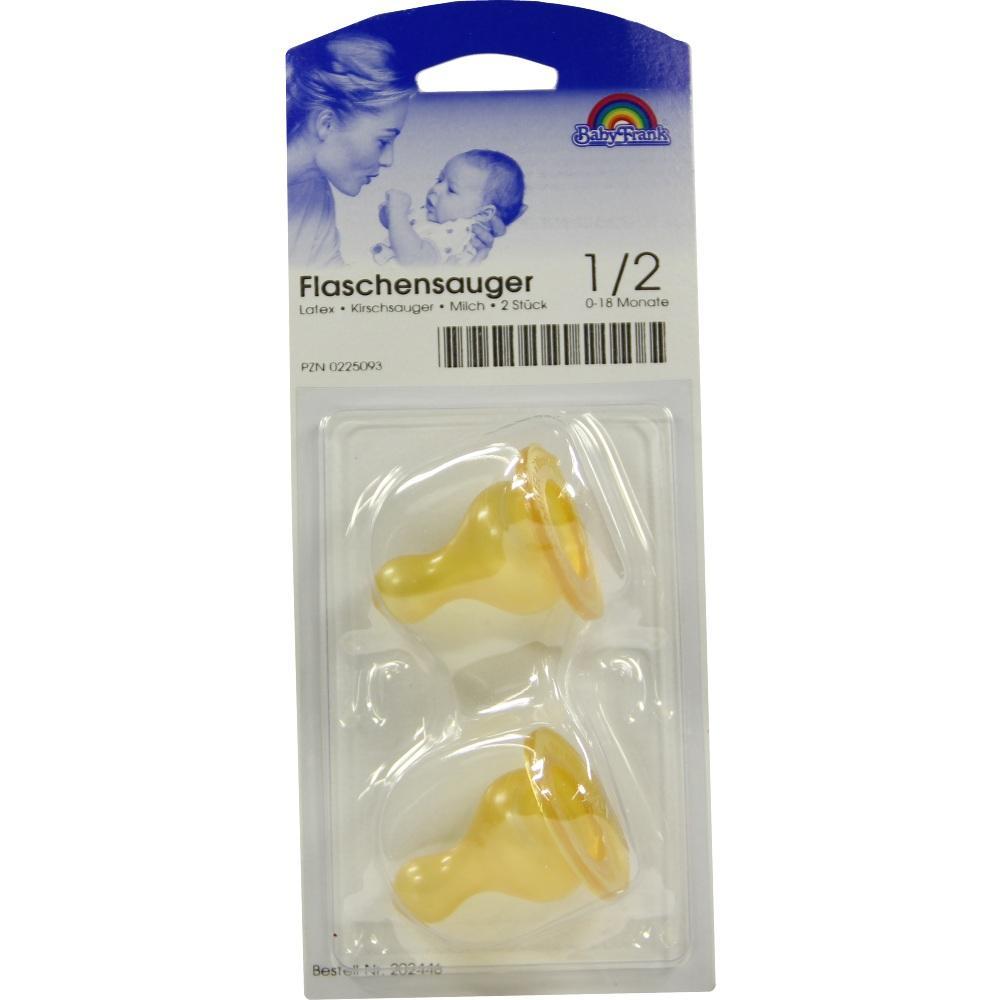Zwei gelbe Flaschensauger in einer Plastikverpackung f&uuml;r Babys.