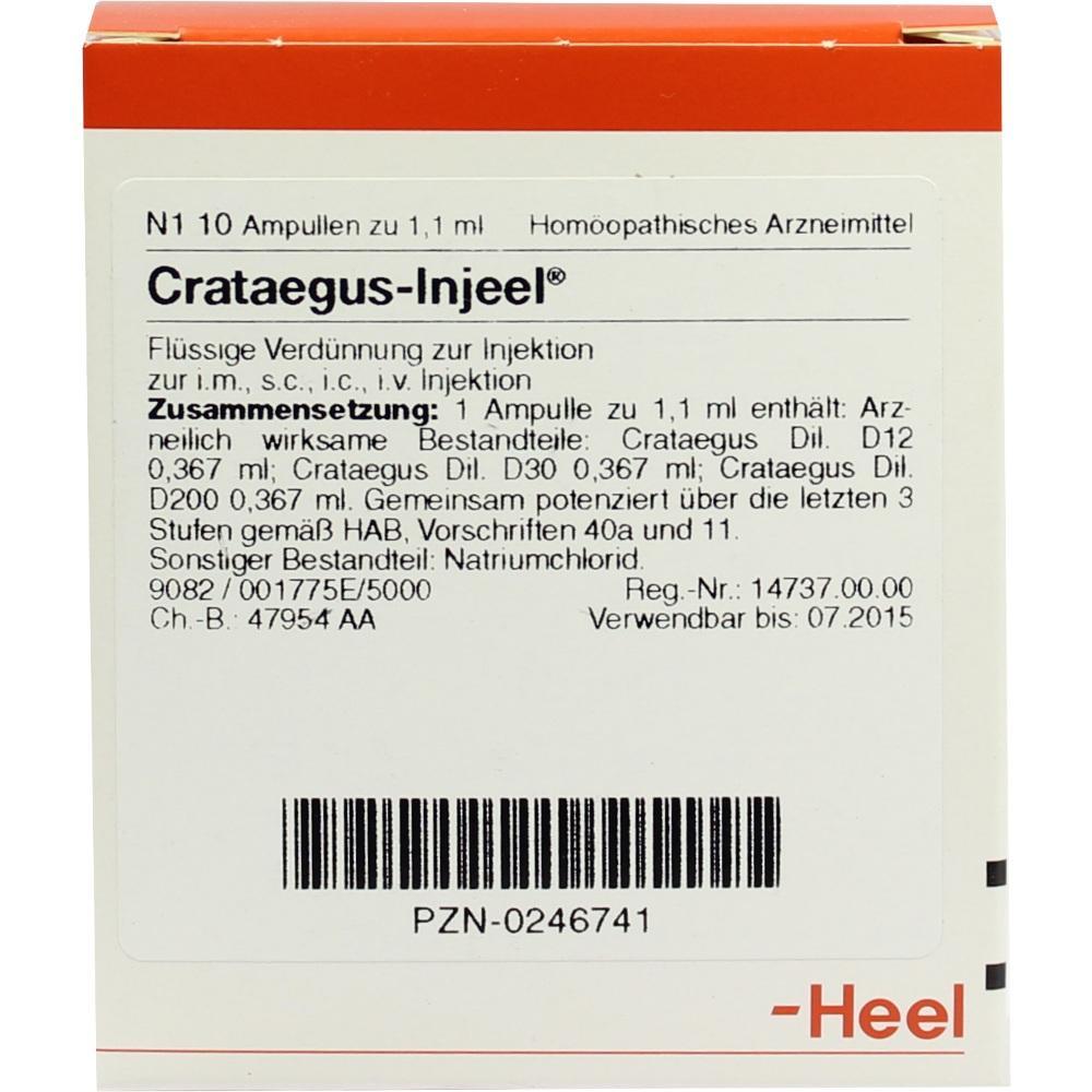 Packung einer homöopathischen Injektionslösung namens Crataegus-Injeel.