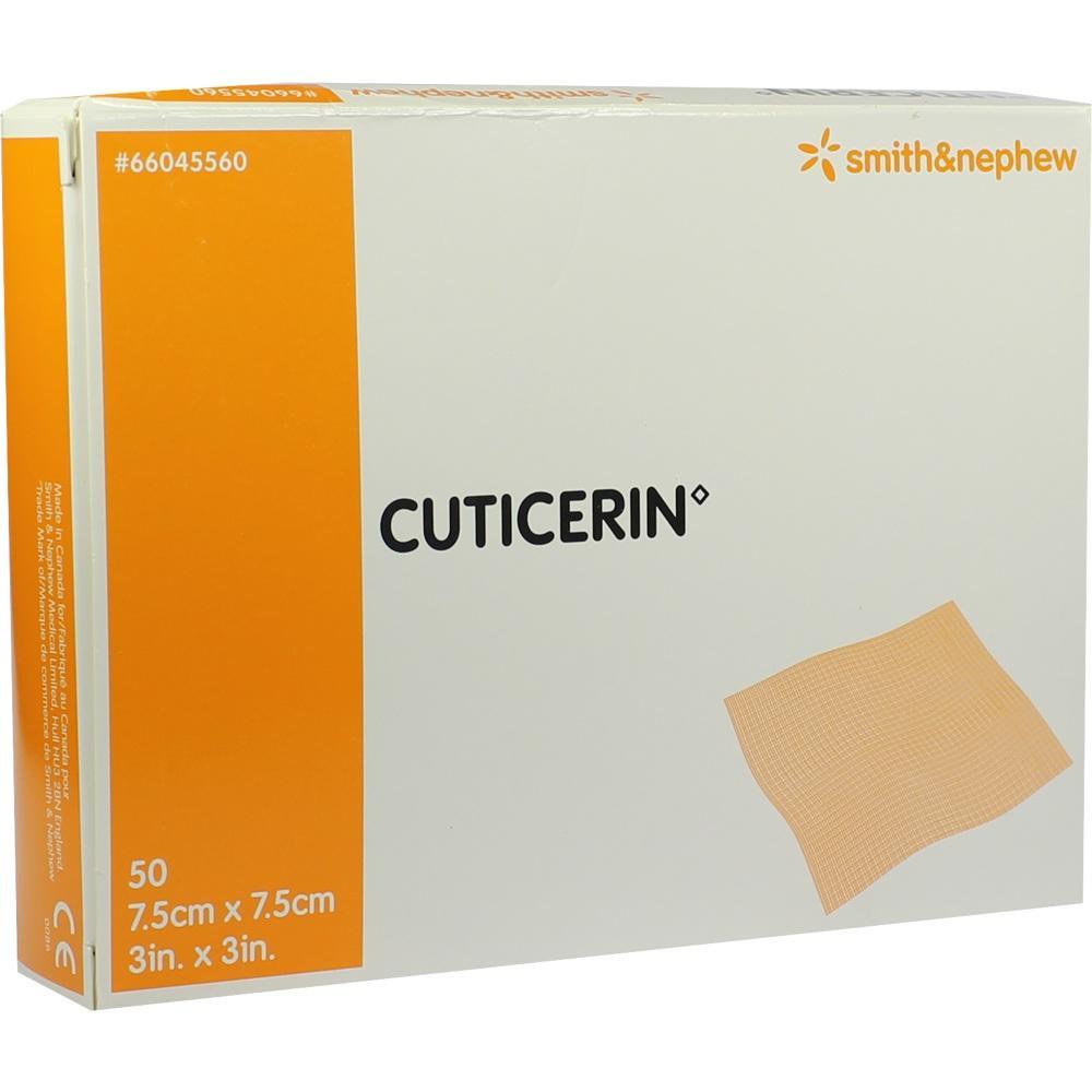 Weiße Schachtel mit der Aufschrift "Cuticerin" und einem orangefarbenen Quadrat.