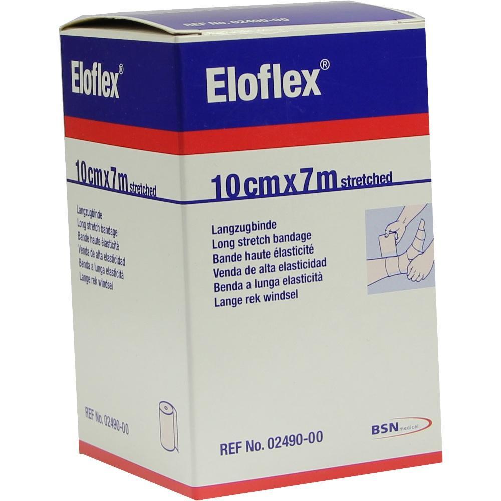 Eine blaue und weiße Schachtel mit einer elastischen Bandage darauf.