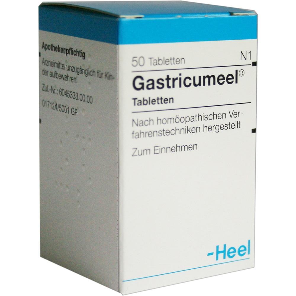 Eine Medikamentenverpackung mit 50 homöopathischen Tabletten von Heel.