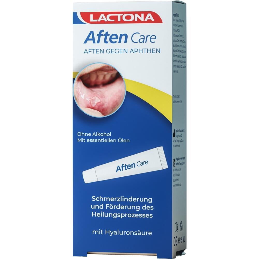 Eine Packung "Aften Care" gegen Mundgeschwüre zur Schmerzlinderung.