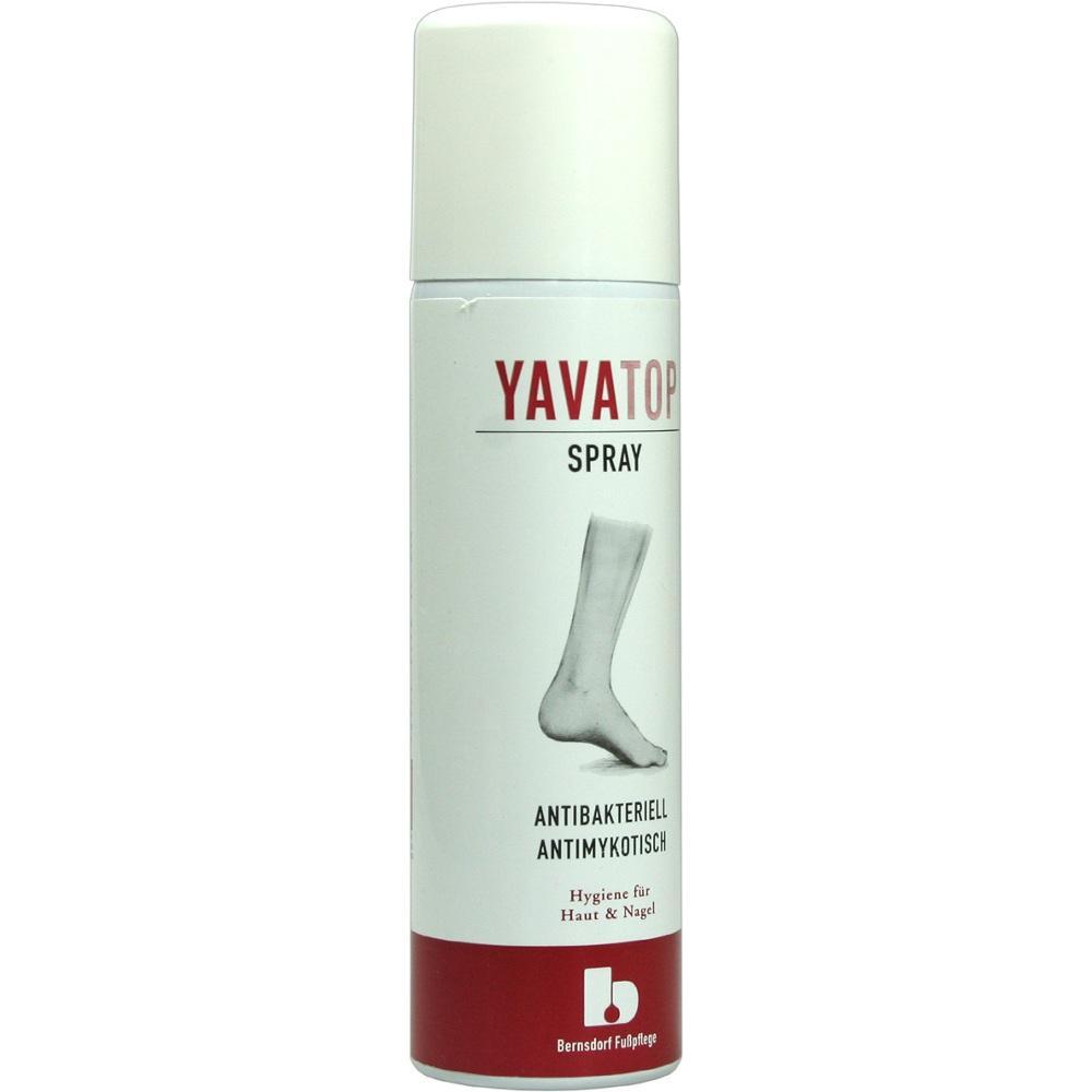 Sprühdose mit der Aufschrift "Yavatop" für Fuß- und Nagelhygiene.