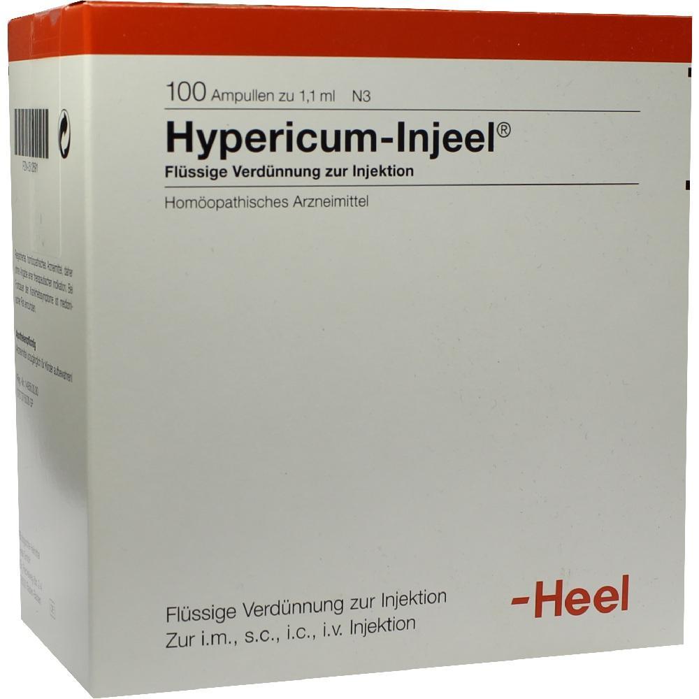 Auf der Verpackung steht "Hypericum-Injeel", ein homöopathisches Arzneimittel zur Injektion.