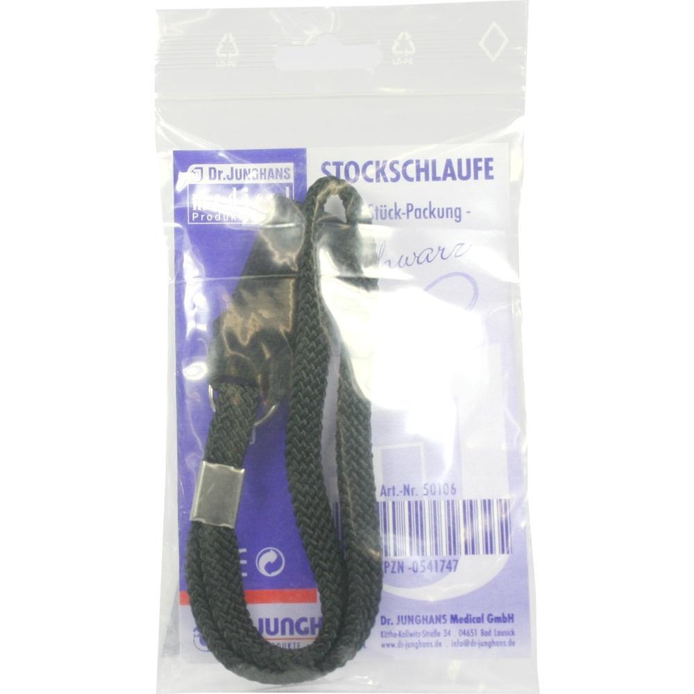 Eine schwarze Stockschnur in einer transparenten Verpackung.