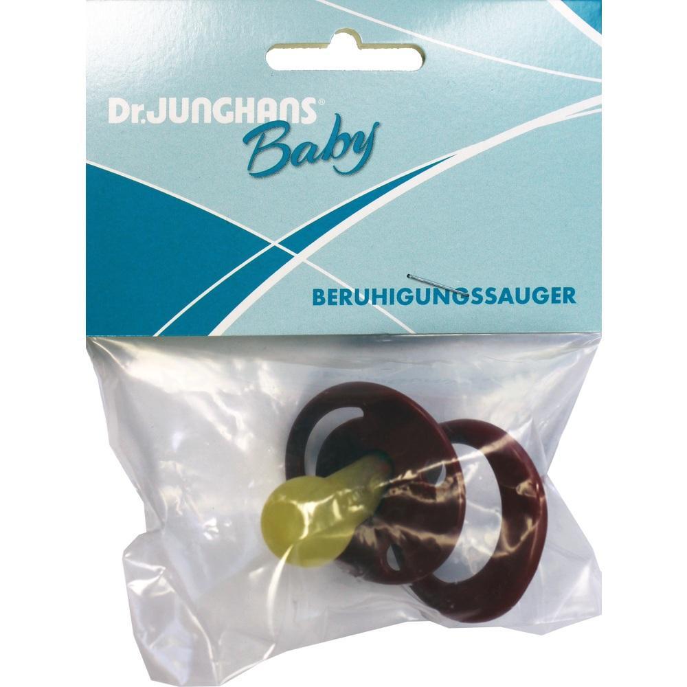 Ein Schnuller in einer Verpackung mit blauer Aufschrift.
