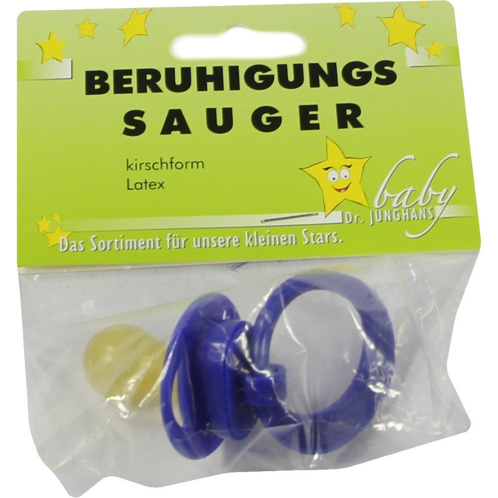 Ein Beruhigungssauger in einer grünen Verpackung mit einem gelben Stern.
