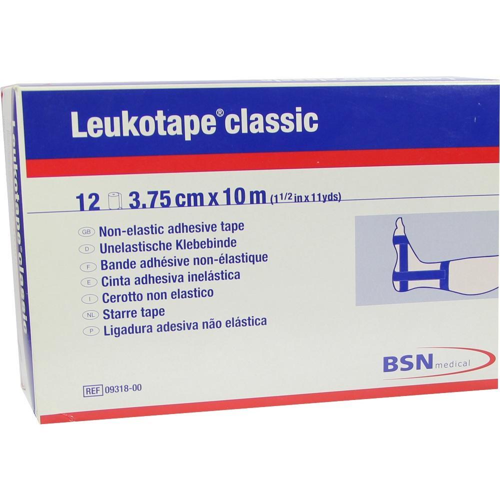 Verpackung von nicht-elastischem Klebeband namens Leukotape classic.