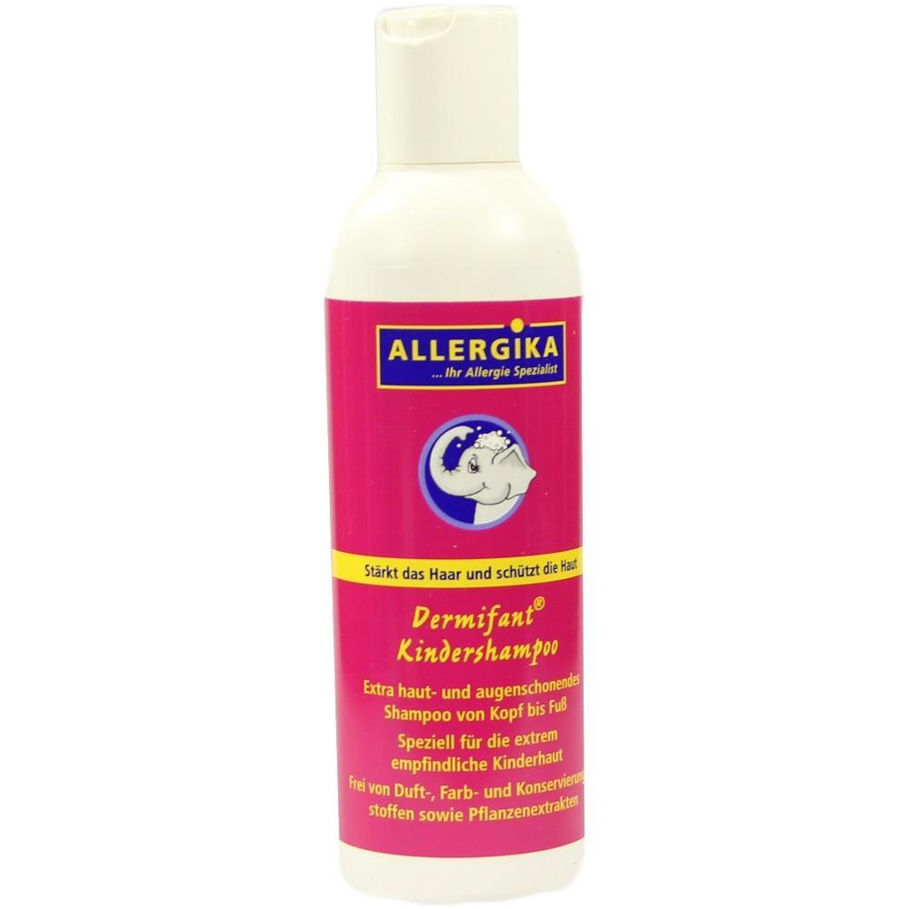 Flasche mit Kinderhaarschampoo von Allergika, speziell für empfindliche Haut konzipiert.