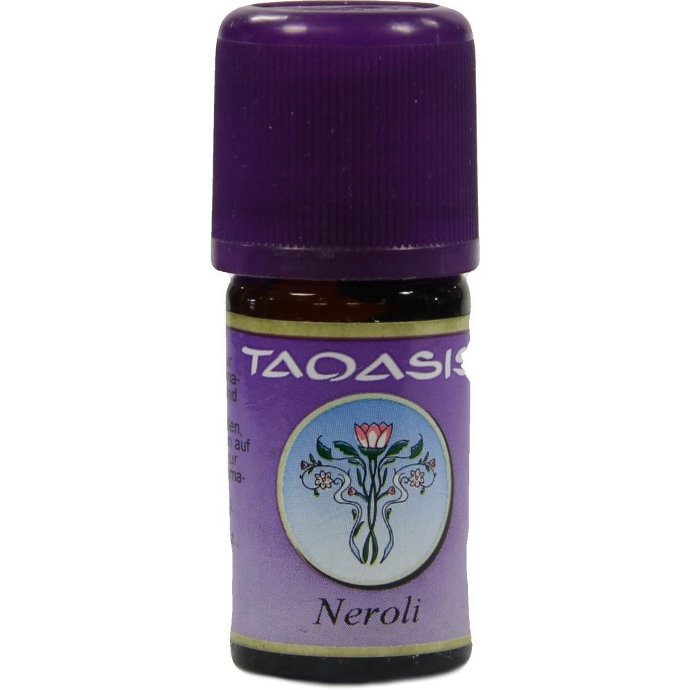 Kleine braune Flasche mit violettem Etikett und der Aufschrift "Neroli".