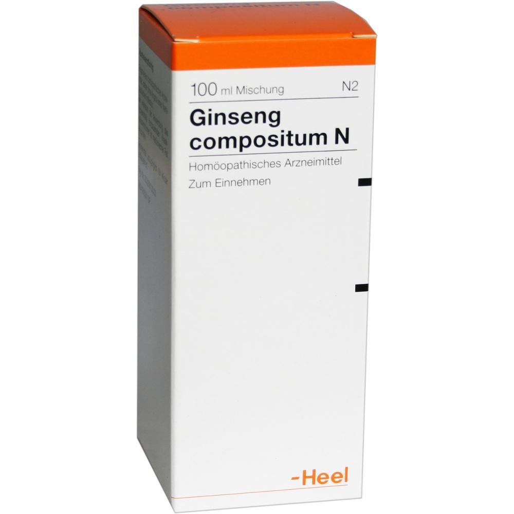 Weiße Medikamentenverpackung mit der Aufschrift "Ginseng compositum N".