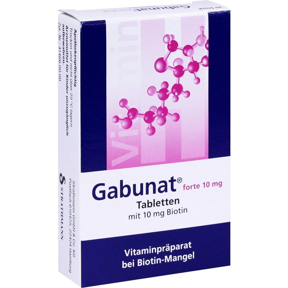 Eine Packung Tabletten mit 10 mg Biotin gegen Biotin-Mangel.