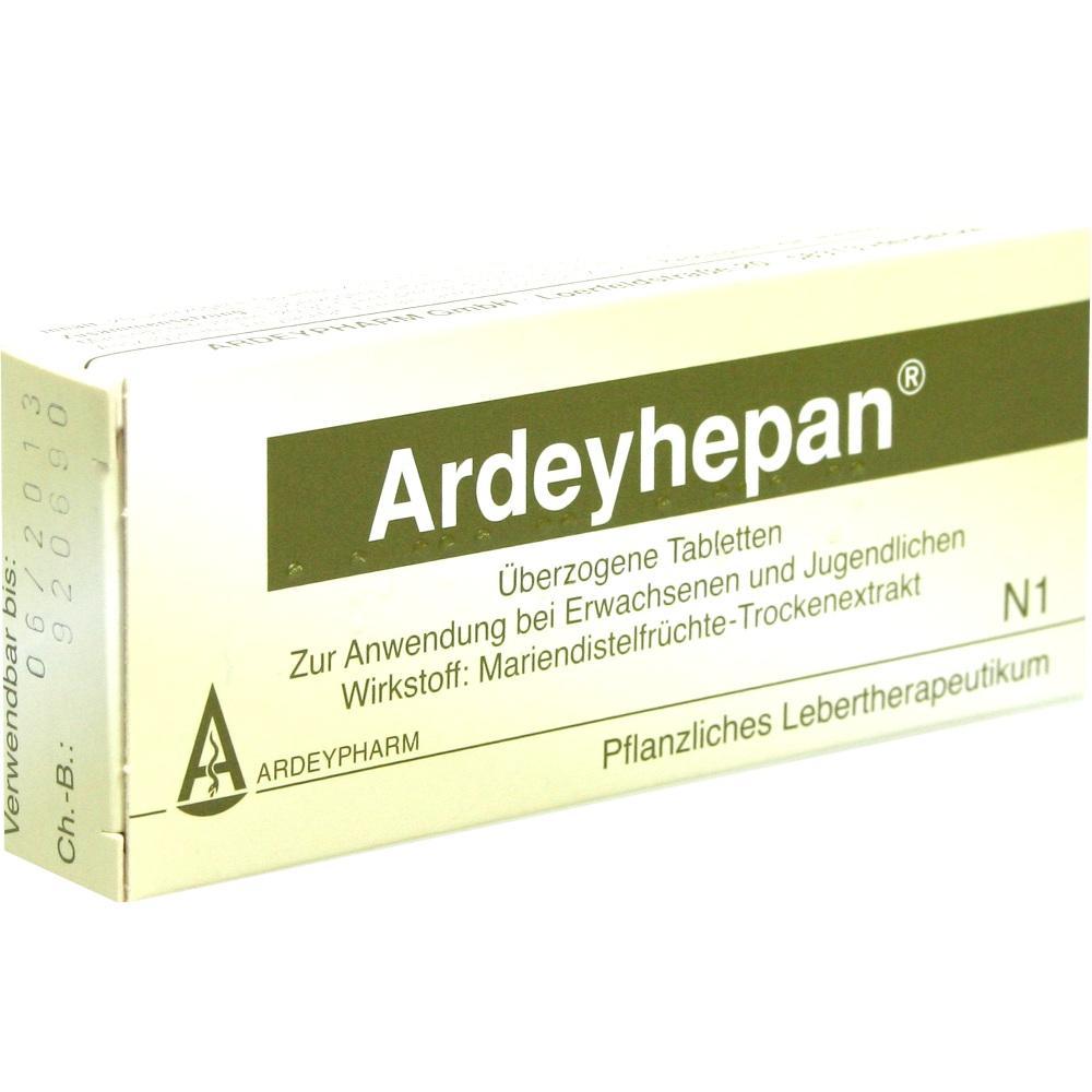 Eine Packung "Ardeyhepan" Tabletten für Lebergesundheit aus Mariendistel.