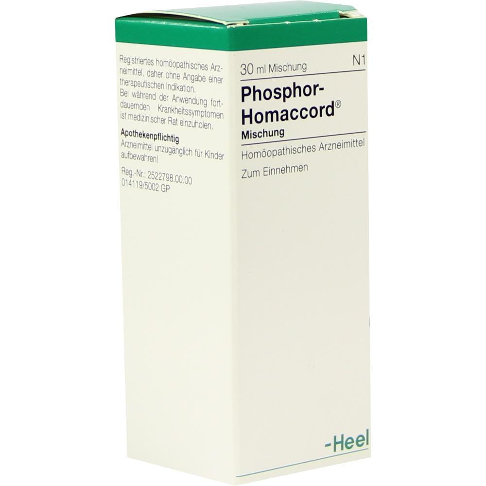 Schachtel mit homöopathischer Medizin namens Phosphor-Homaccord zum Einnehmen.
