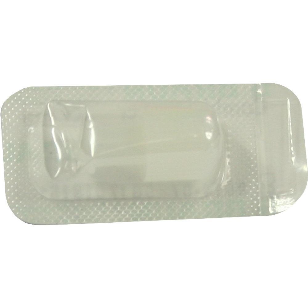 Eine weiße Kapsel in einer transparenten Blisterverpackung.