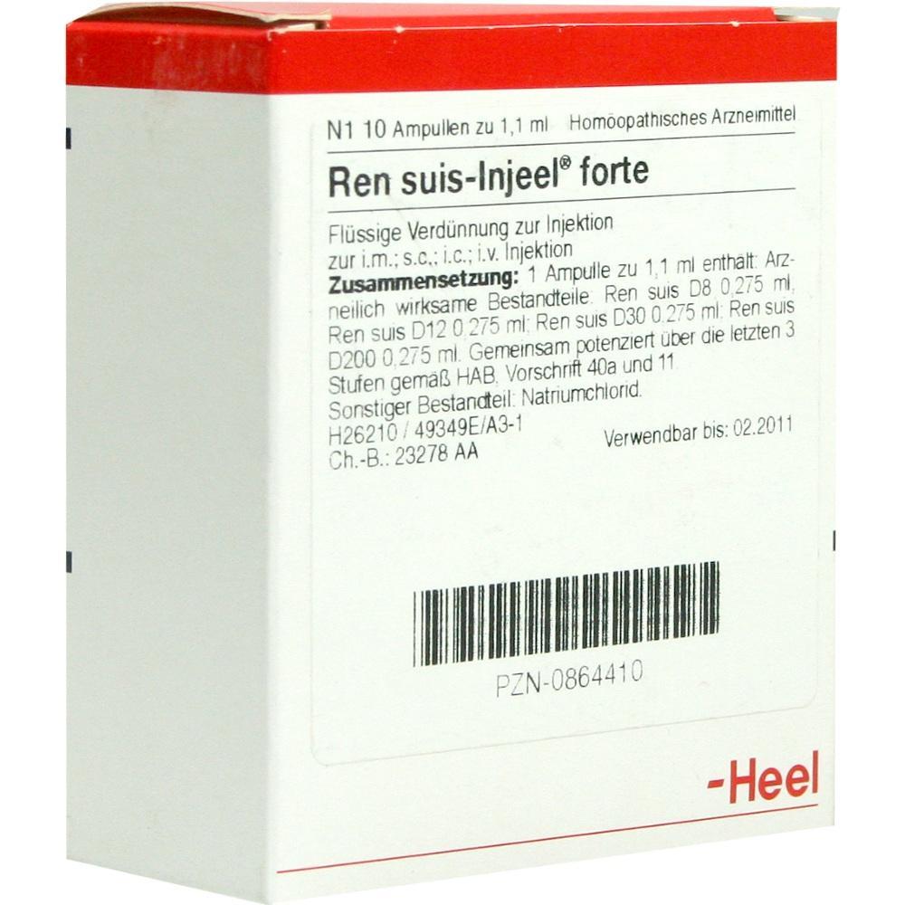 Eine Packung mit homöopathischen Injektionsampullen namens "Ren suis-Injeel forte".