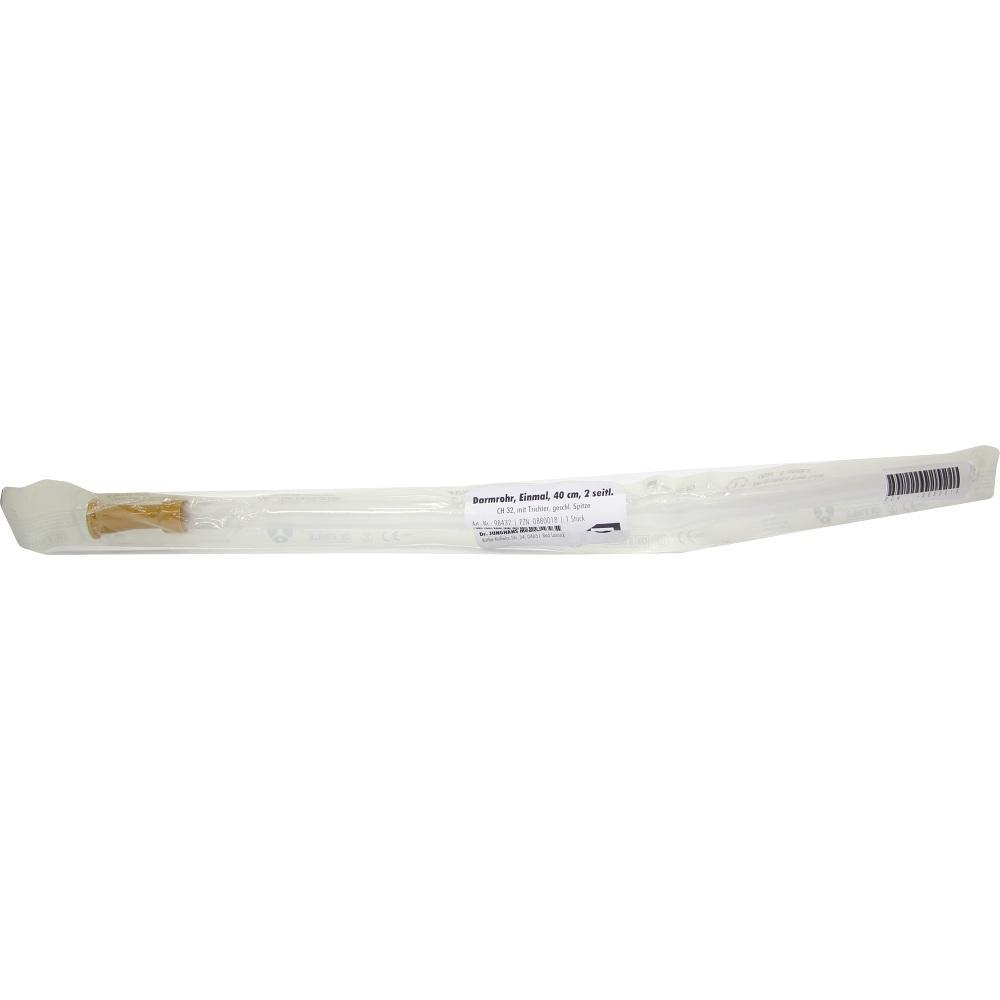 Ein langer, verpackter Einmal-Darmrohr mit 40 cm Länge.