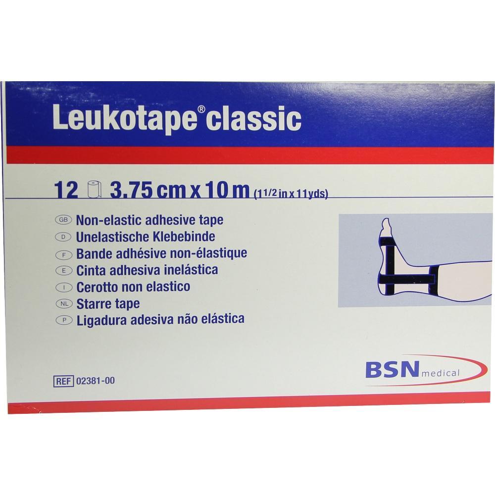 Verpackung von Leukotape classic, einem unelastischen Klebeband für medizinische Anwendungen.
