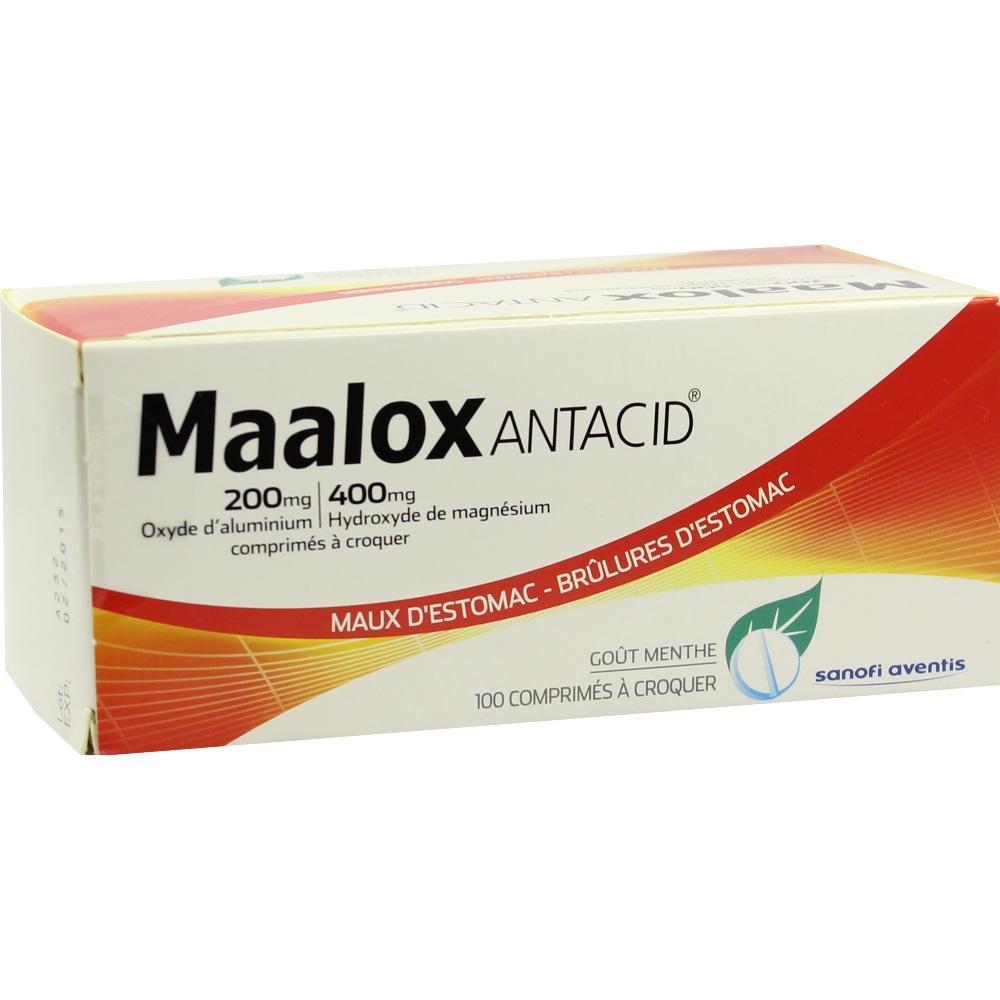 Verpackung von Maalox Antacid Tabletten zur Behandlung von Magenproblemen.