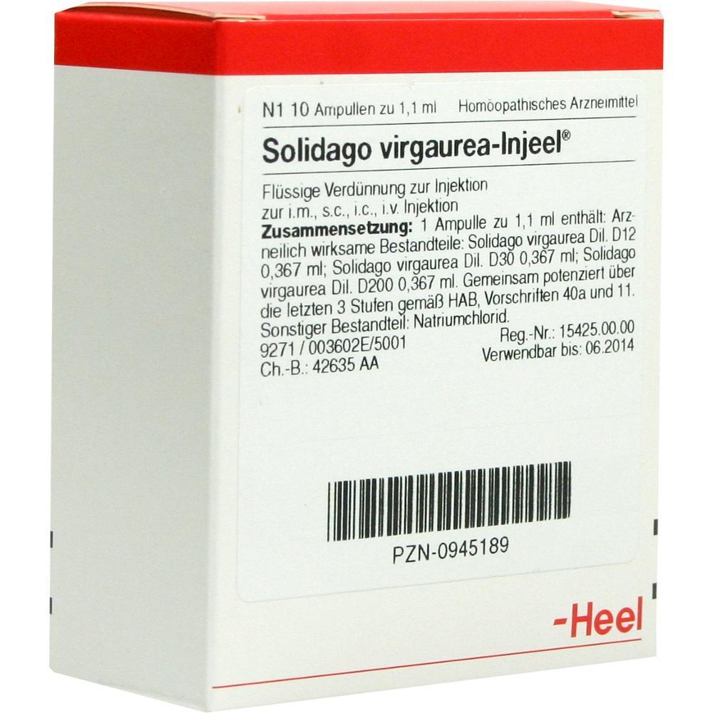 Schachtel mit einem homöopathischen Medikament namens Solidago virgaurea-Injeel.