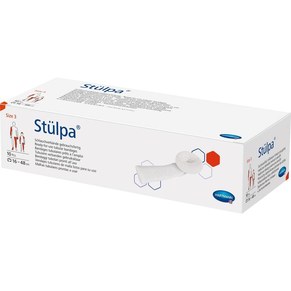 Weiße Verpackung mit der Aufschrift "Stülpa", zeigt einen Verband und Symbole.