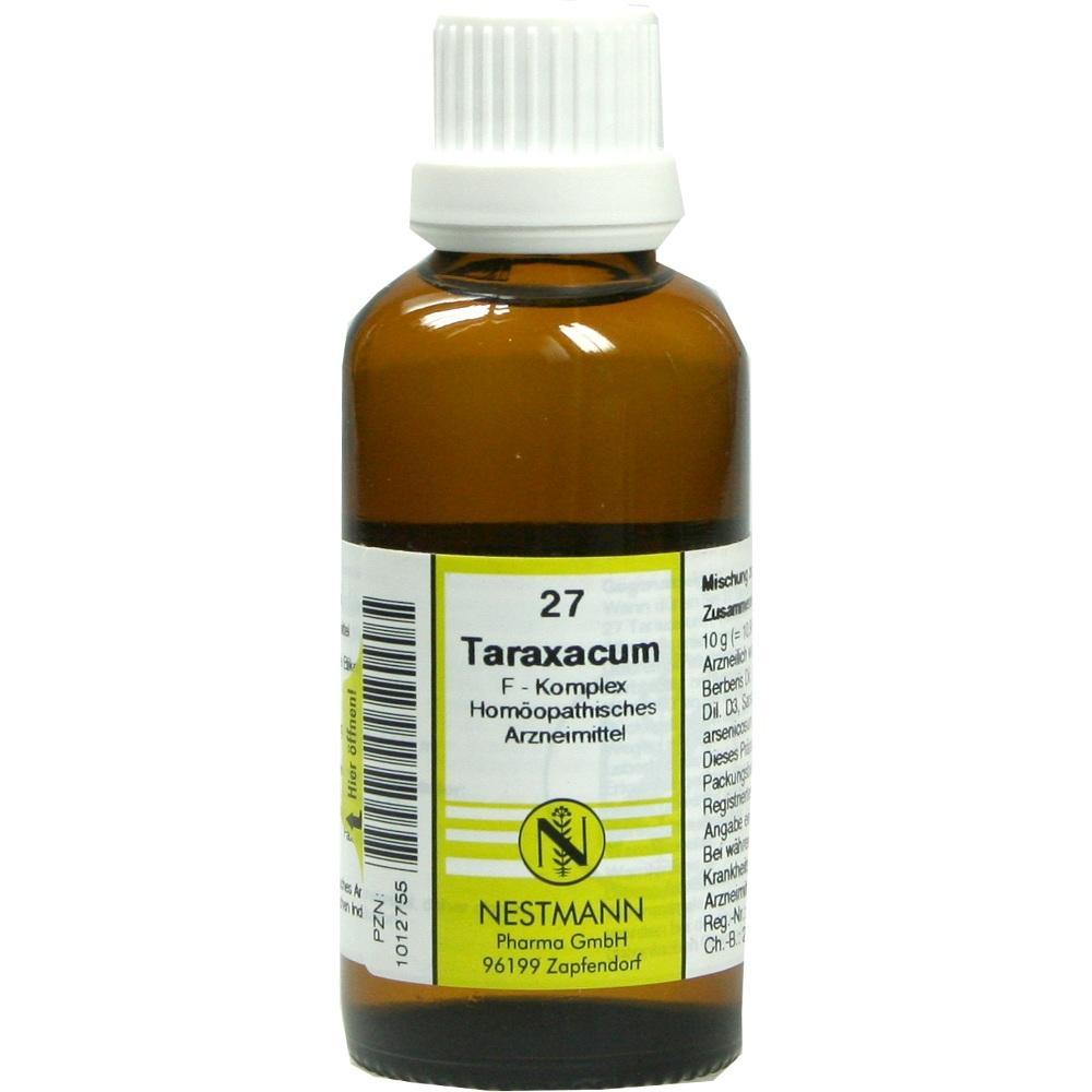 Braune Flasche mit einem weißen Verschluss, darauf steht "Taraxacum".