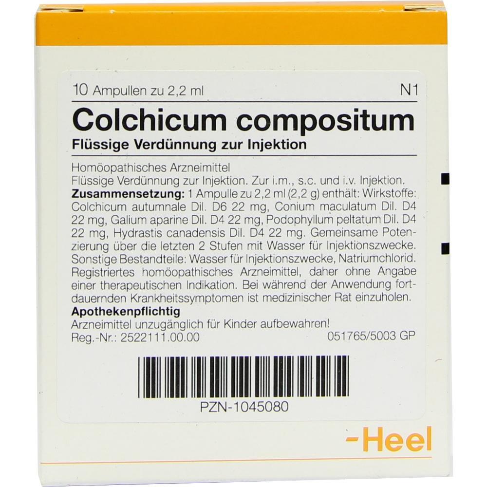 Beschreibung der Verpackung eines Arzneimittels namens "Colchicum compositum".