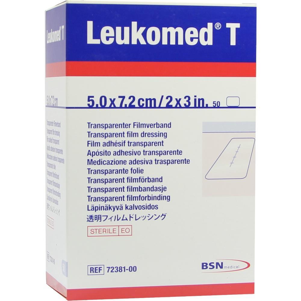 Eine Verpackung von transparenten Wundverbänden mit der Aufschrift "Leukomed T".