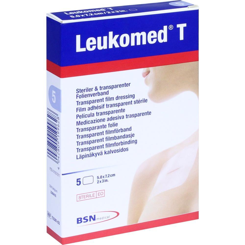 Verpackung von Leukomed T, einem sterilen, transparenten Folienverband.