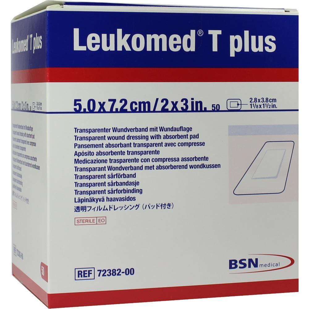Eine Packung mit transparenten Wundverbänden von Leukomed T plus.