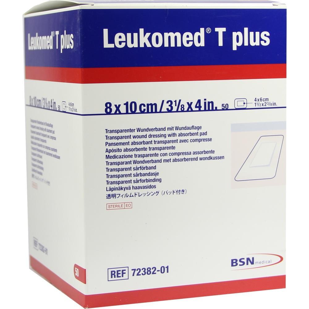 Eine Packung mit transparenten Wundverbänden der Marke Leukomed T plus.