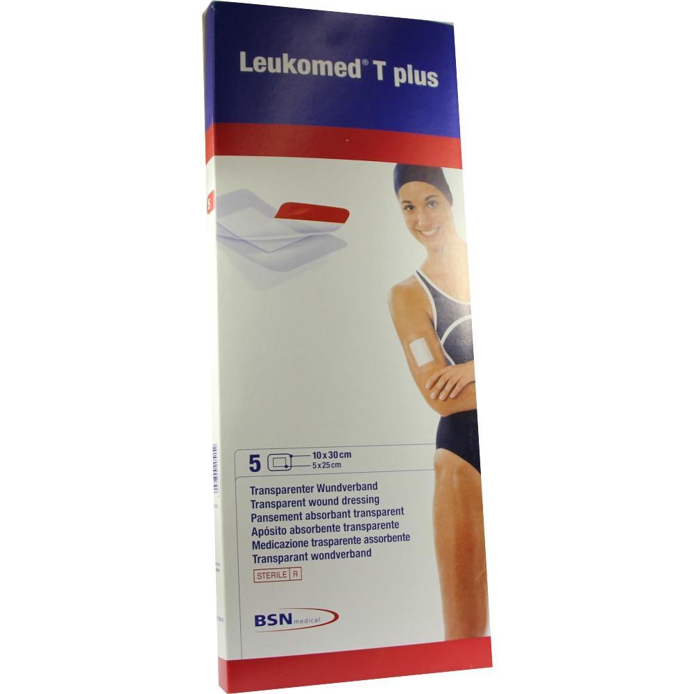 Verpackung von Leukomed T plus mit Bild einer Frau mit Wundverband am Arm.