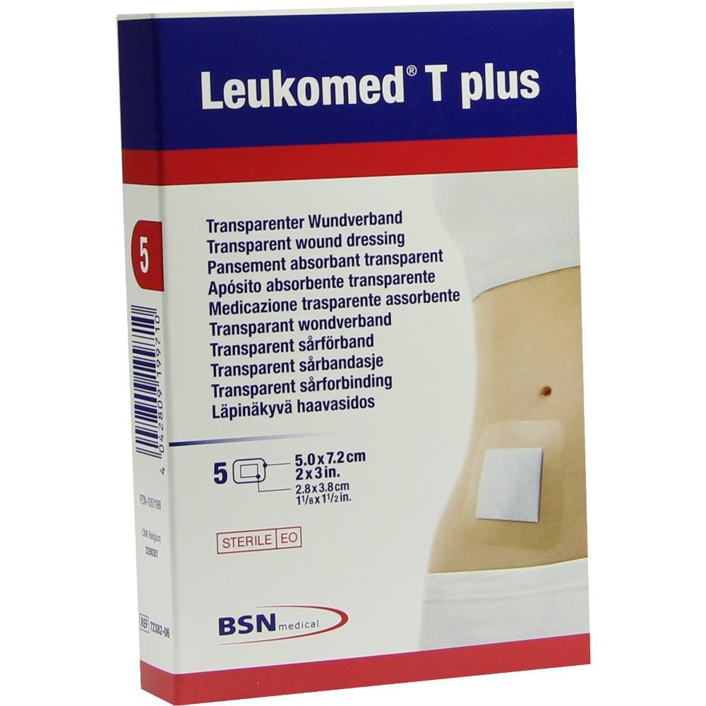 Eine Packung mit transparenten Wundverbänden von Leukomed T plus.