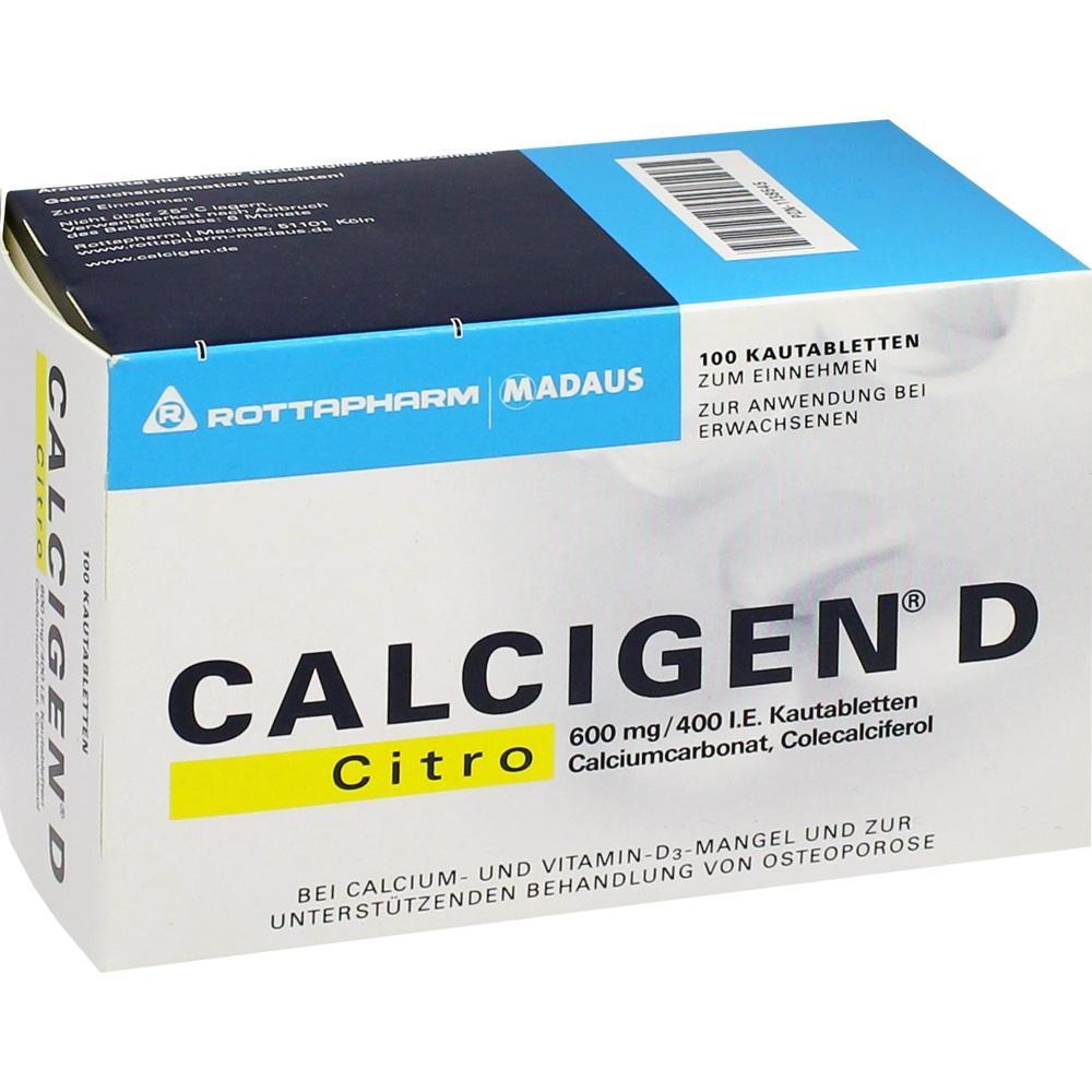 Eine Packung Kautabletten namens Calcigen D für Erwachsene.