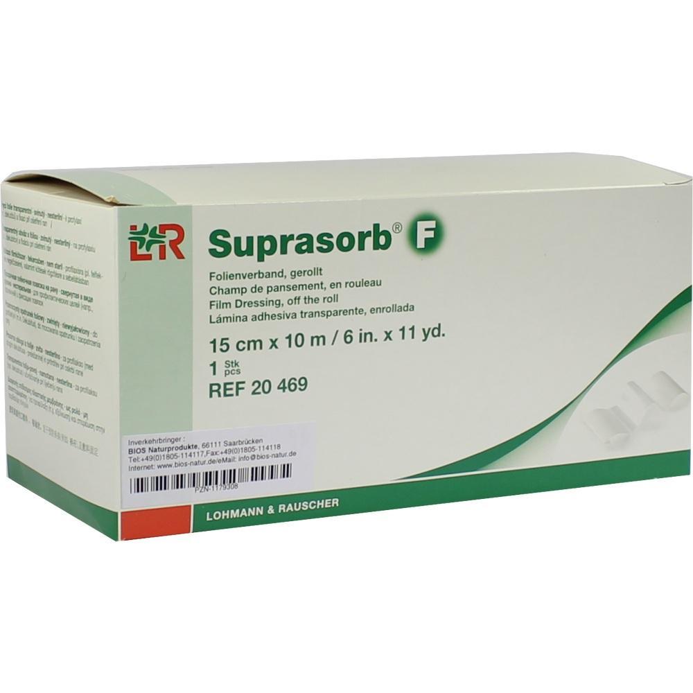 Eine Schachtel mit transparenten Folienverbänden der Marke Suprasorb F.
