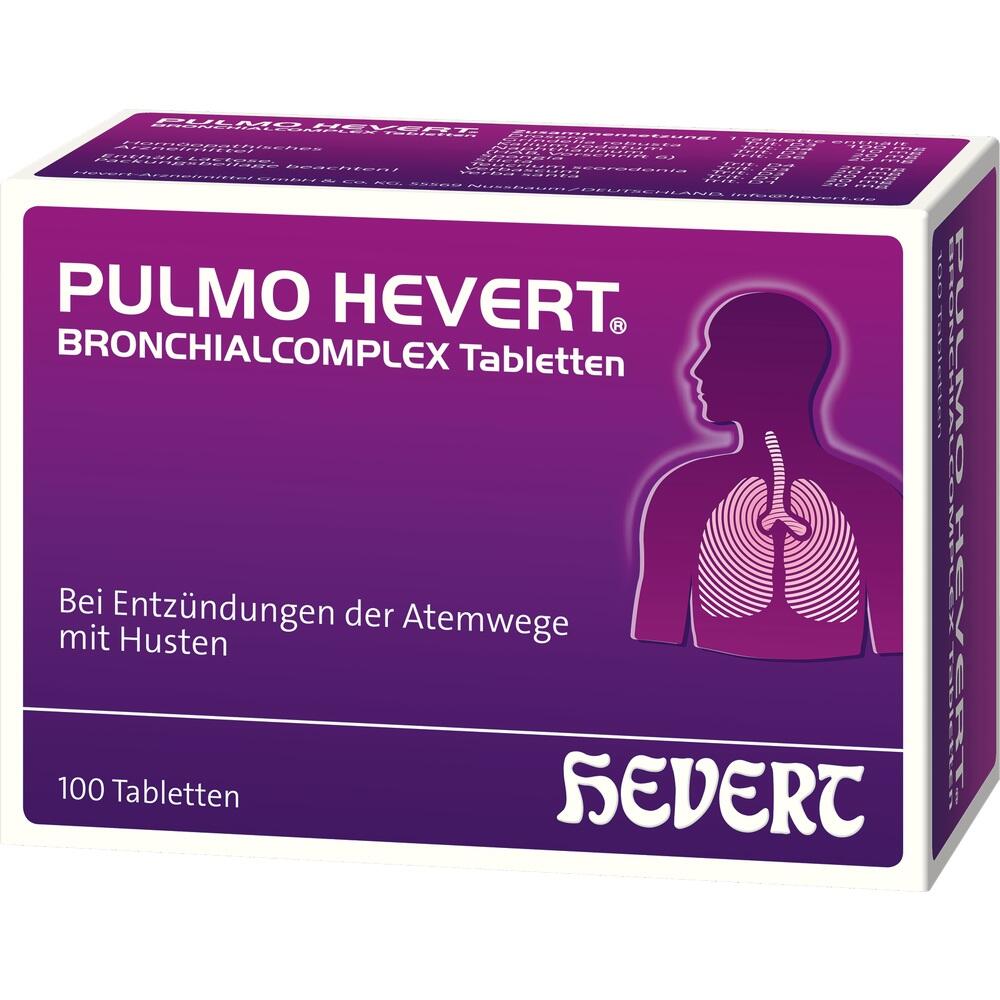 Lila Arzneimittelverpackung f&uuml;r Atemwegstabletten gegen Husten mit 100 Tabletten.