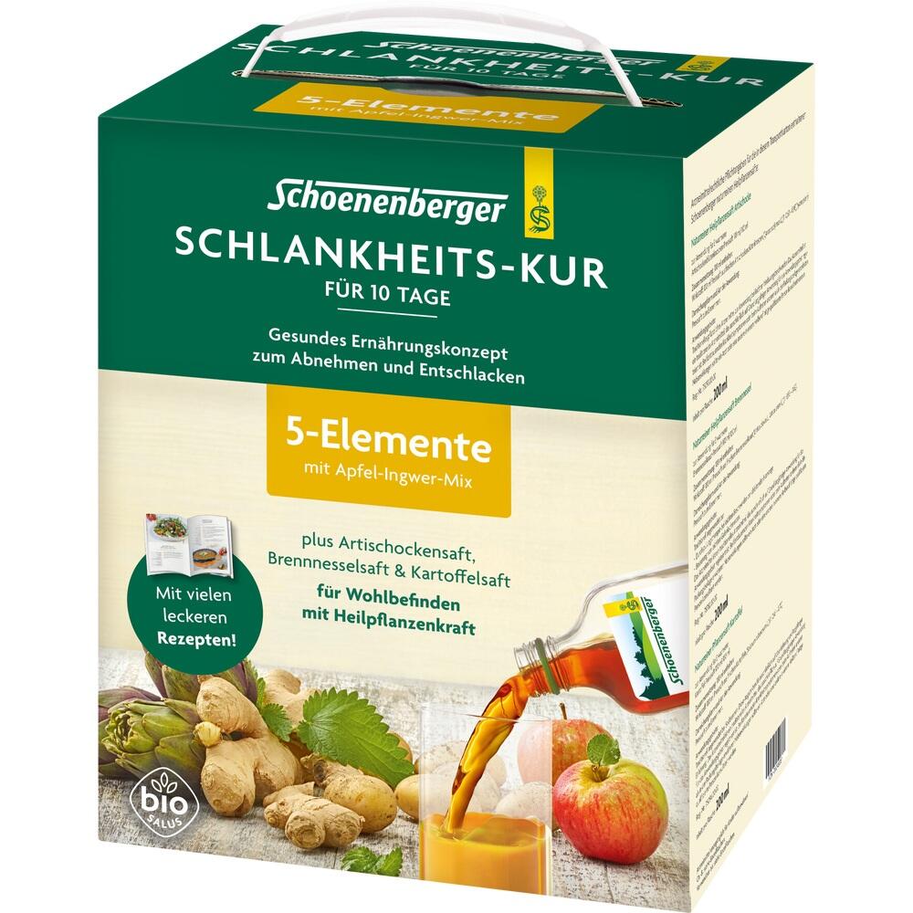 Eine Packung einer 10-tägigen Schlankheitskur mit Apfel-Ingwer-Mix von Schoenenberger.